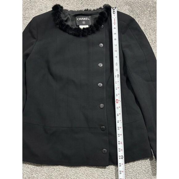 Chanel 03A Mink Fur Wool Black Coat Jacket Women’s Size 44 - Picture 3 of 13